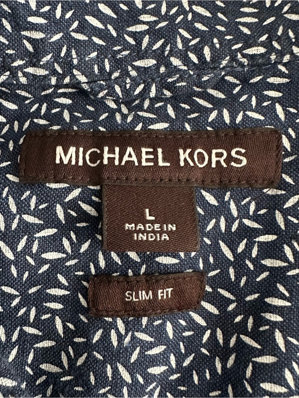 Michael Kors 100% Linen Slim Fit Short Sleeve Button Up Shirt Men’s Large Blue - Picture 2 of 6